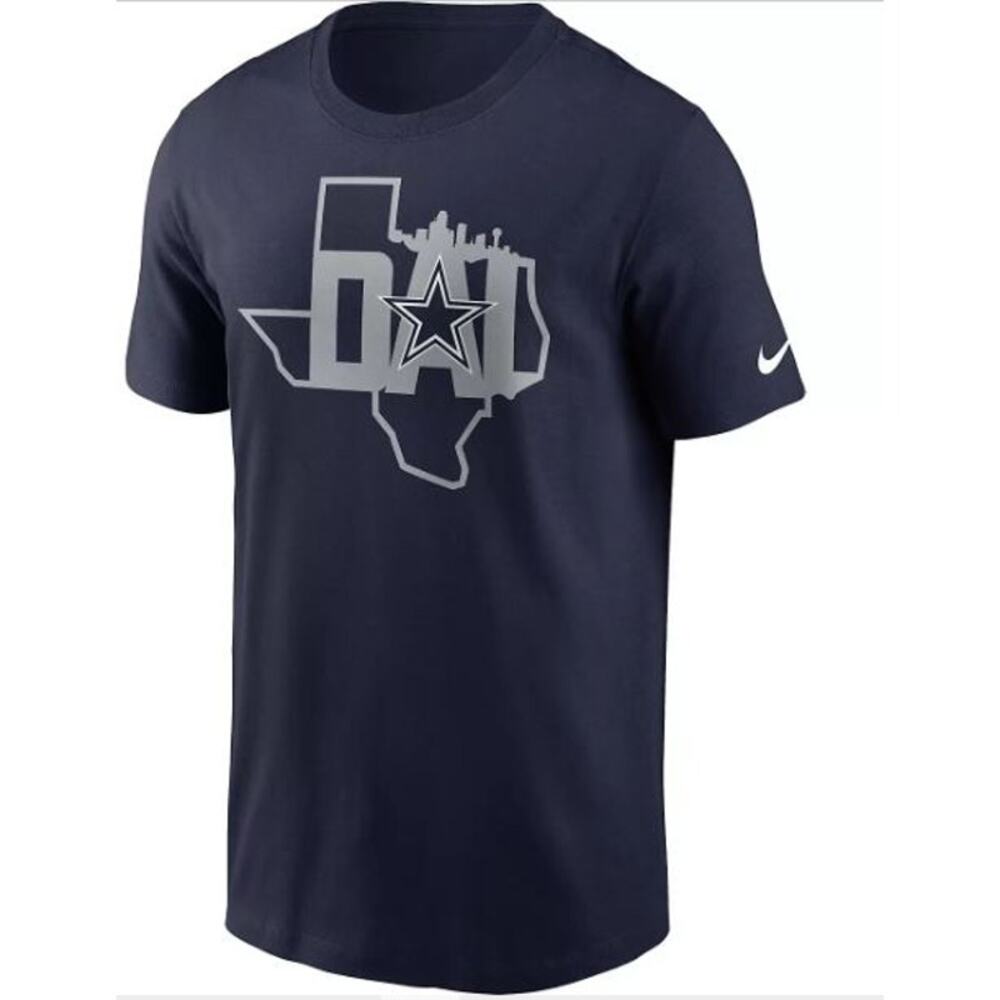 Nike Dallas Cowboys T Shirt Mens Small Navy Blue Texas State Skyline‎ NFL Star
